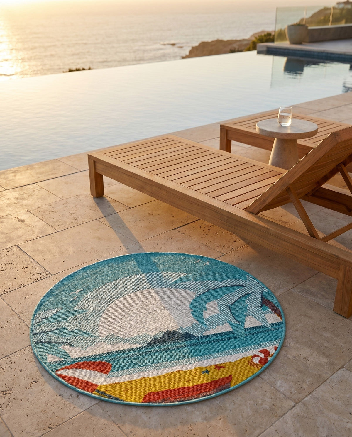 Seaside Haven Rugs Collection Area Rug -  Dockside Round Multi  lifestyle 88