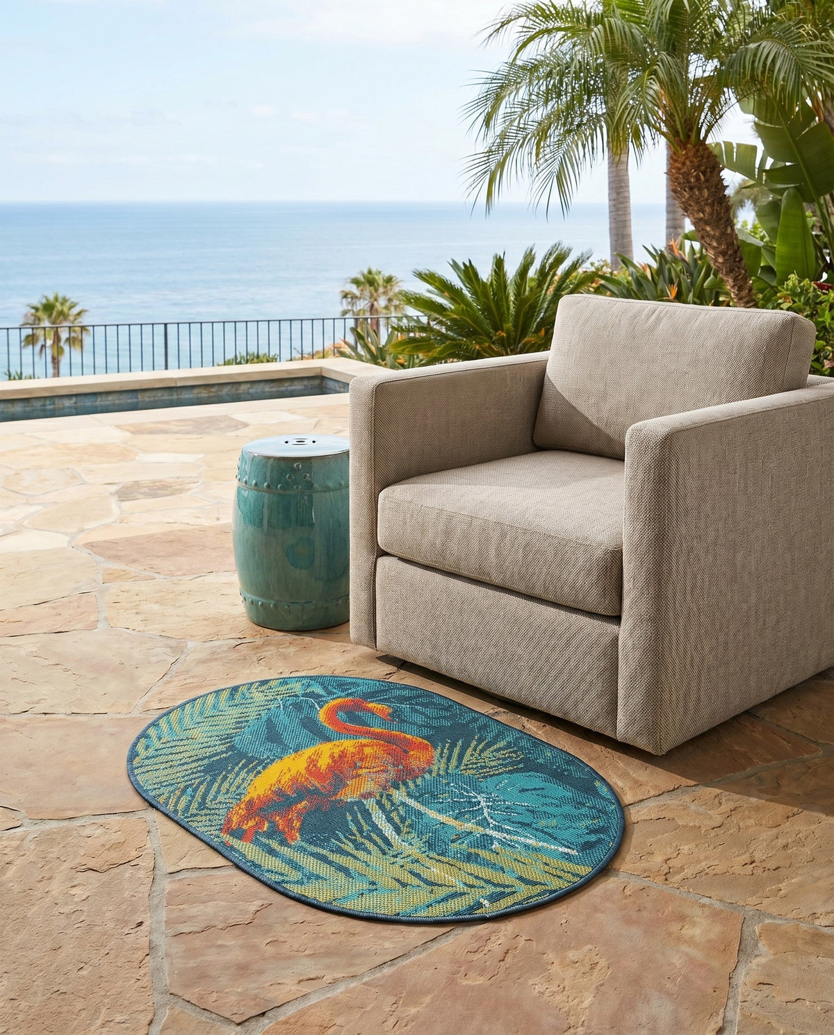 Seaside Haven Rugs Collection Area Rug -  Tidepool Oval Multi  lifestyle 46