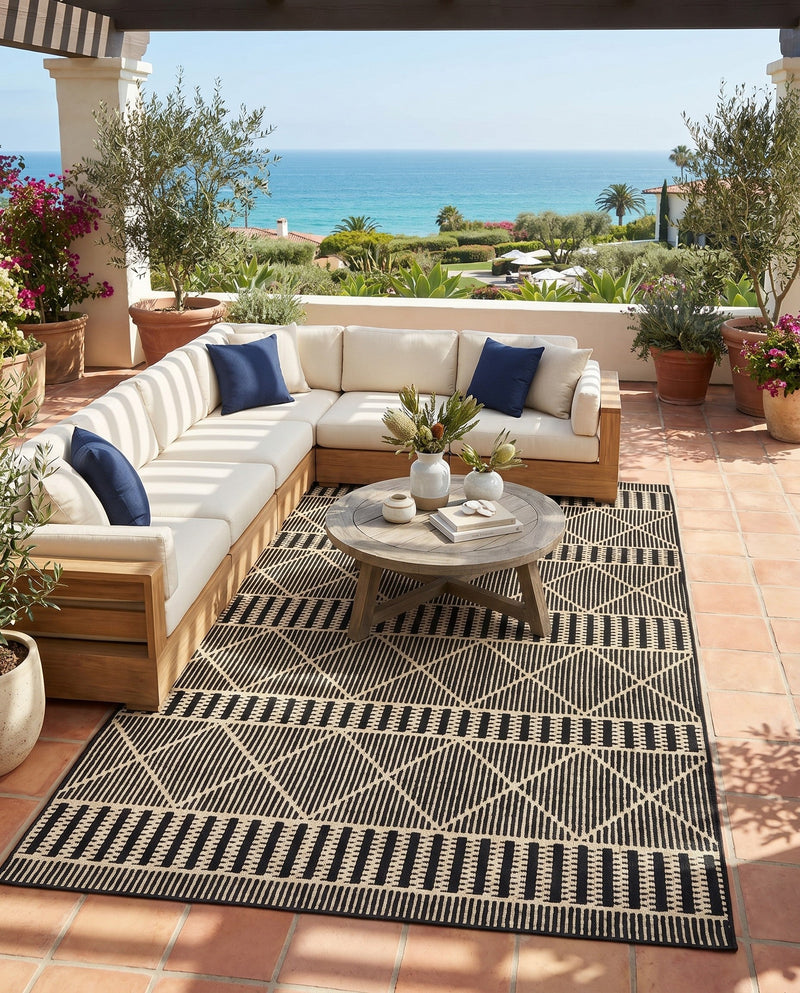 Savannah Pergola Collection Area Rug -  Glade Rectangle Black  lifestyle 36