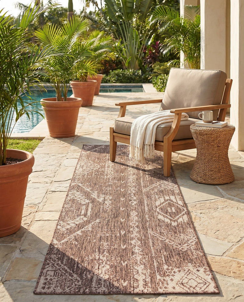 Desert Nomad Terrace Collection Area Rug - Sahara (Brown) Runner Brown  lifestyle 56