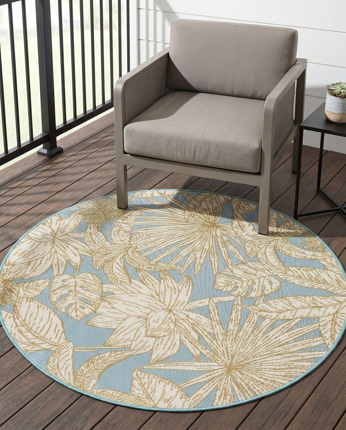 Seaside Blooms Collection Area Rug -  Shalimar Round Soft Blue  lifestyle 79