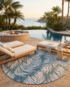 Seaside Blooms Collection Area Rug - Verdure (Teal) Round Teal  lifestyle 35