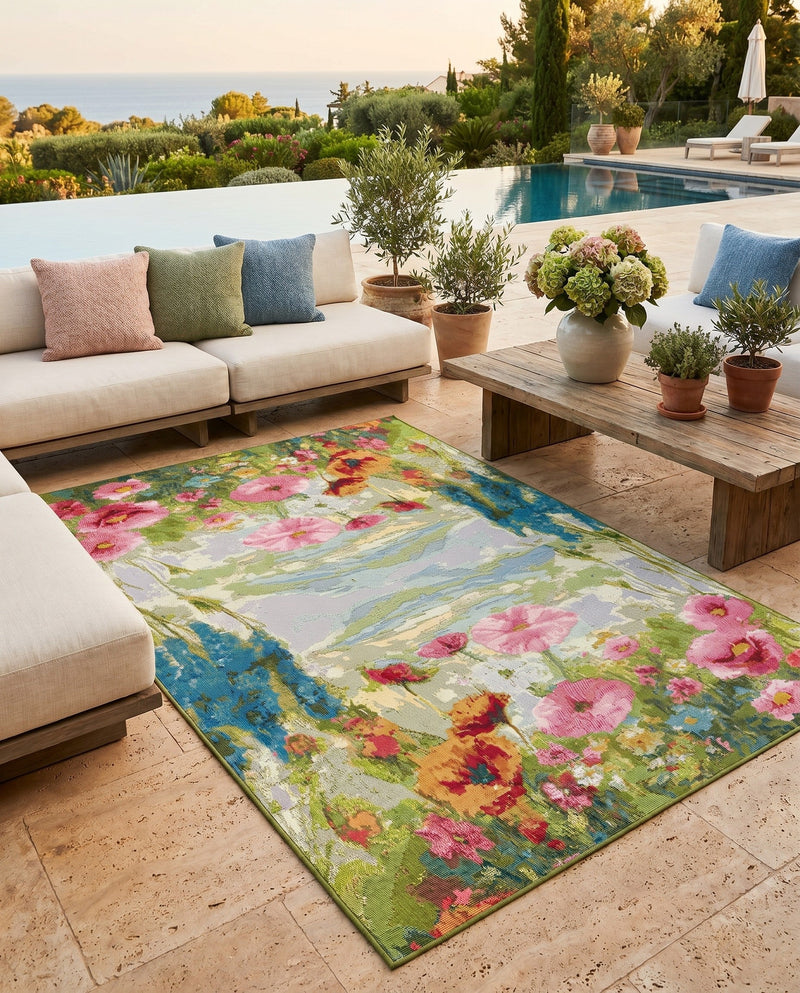 Seaside Blooms Collection Area Rug -  Amalfi Rectangle Multi  lifestyle 16