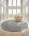 Sustainable Strands Indoor-Outdoor Oasis Collection Area Rug -  Sandbar (Black and White) Round Black and White  lifestyle 36