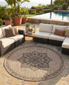 Patio Heritage Collection Area Rug -  Charleston (Beige) Round Beige  lifestyle 74