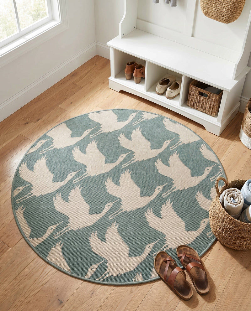 Seaside Haven Rugs Collection Area Rug -  Pelican Round Stone Blue  lifestyle 66