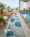 Urban Terrace Collection Area Rug -  Courtyard Runner Blue and Ivory  lifestyle 43