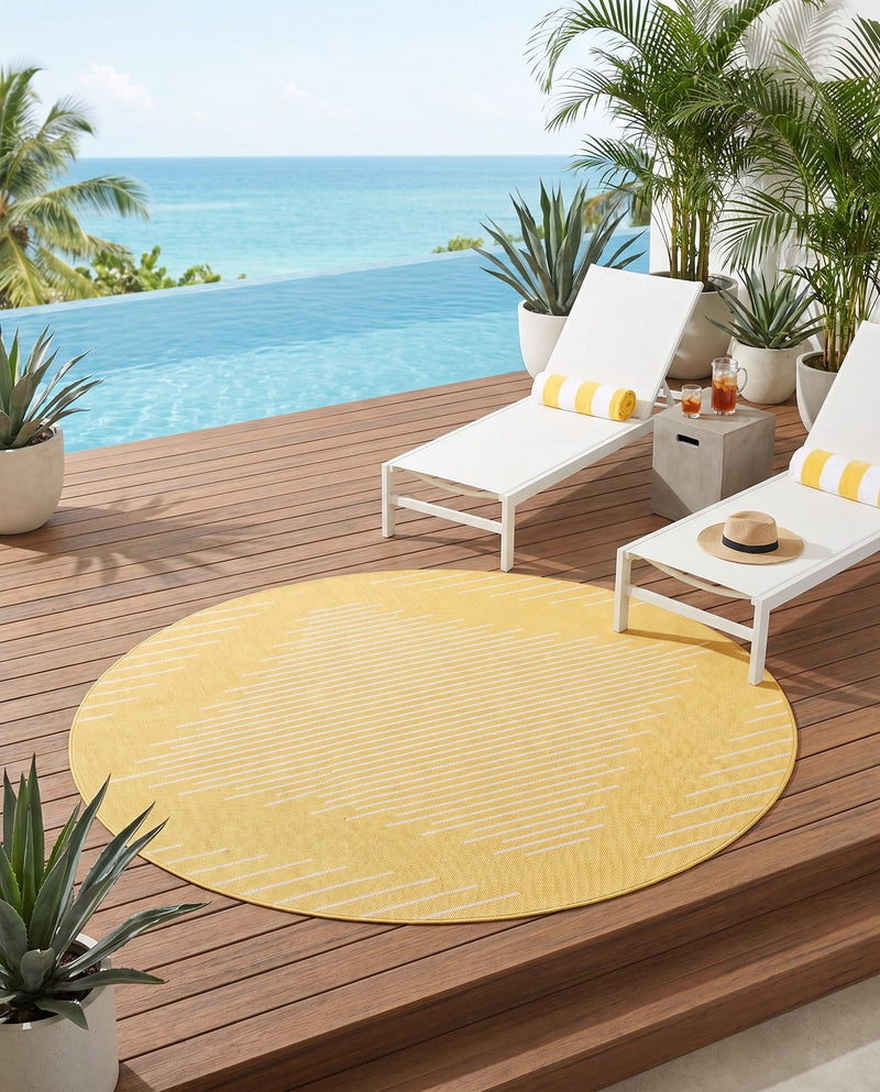 Urban Terrace Collection Area Rug -  Chelsea (Yellow) Round Yellow  lifestyle 72