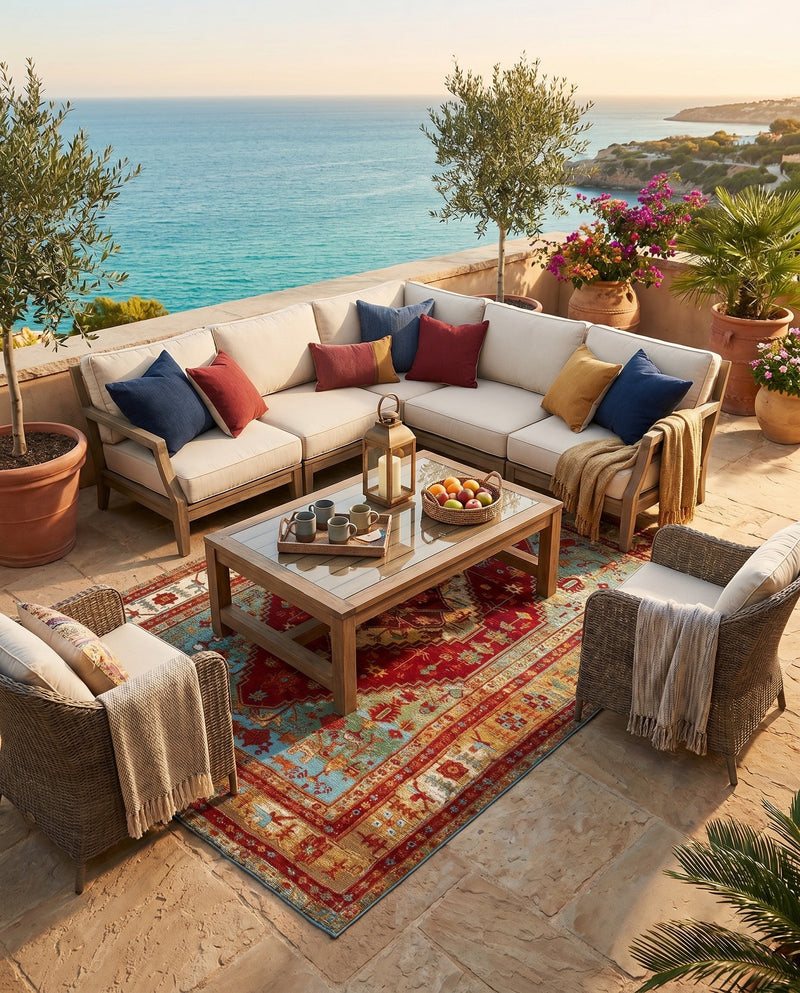 Patio Heritage Collection Area Rug -  Arbor Rectangle Red Green Blue  lifestyle 15