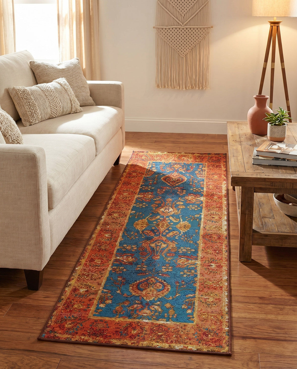 Patio Heritage Collection Area Rug -  Pavilion Runner Navy Blue  lifestyle 68
