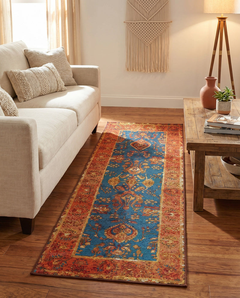 Patio Heritage Collection Area Rug -  Pavilion Runner Navy Blue  lifestyle 68