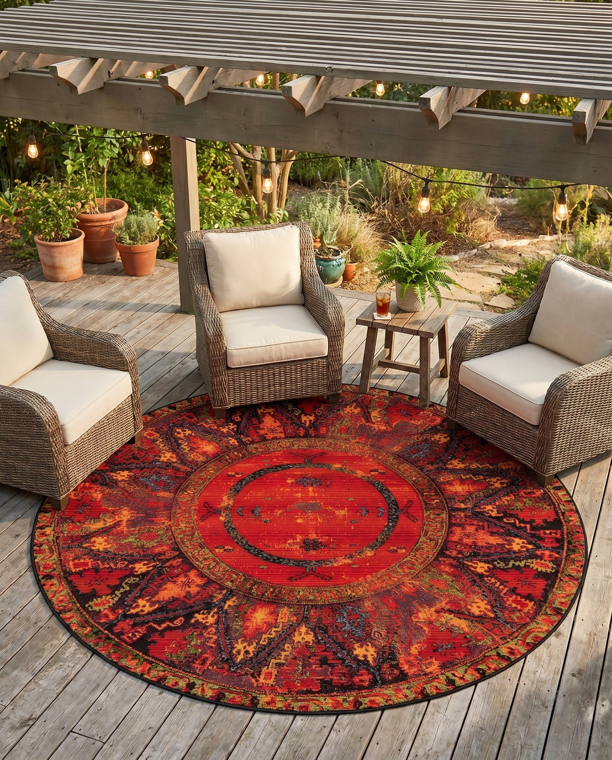 Safari Escape Rugs Collection Area Rug - Serengeti Round Multi  lifestyle 114