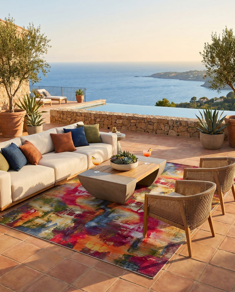 Urban Terrace Collection Area Rug -  Atrium Rectangle Multi  lifestyle 19