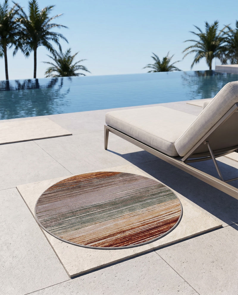 Urban Terrace Collection Area Rug -  Corsica Round Multi  lifestyle 75