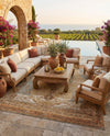 Patio Heritage Collection Area Rug -  Pergola Rectangle Blue and Light Brown  lifestyle 32