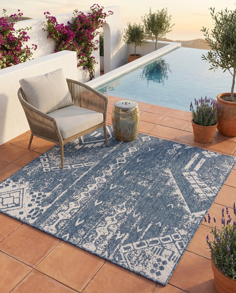 Desert Nomad Terrace Collection Area Rug - Sahara (Blue) Square Blue  lifestyle 21