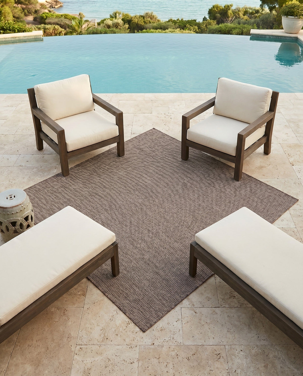 Seaside Serenity Collection Area Rug - Veranda (Light Brown) Square Light Brown  lifestyle 119