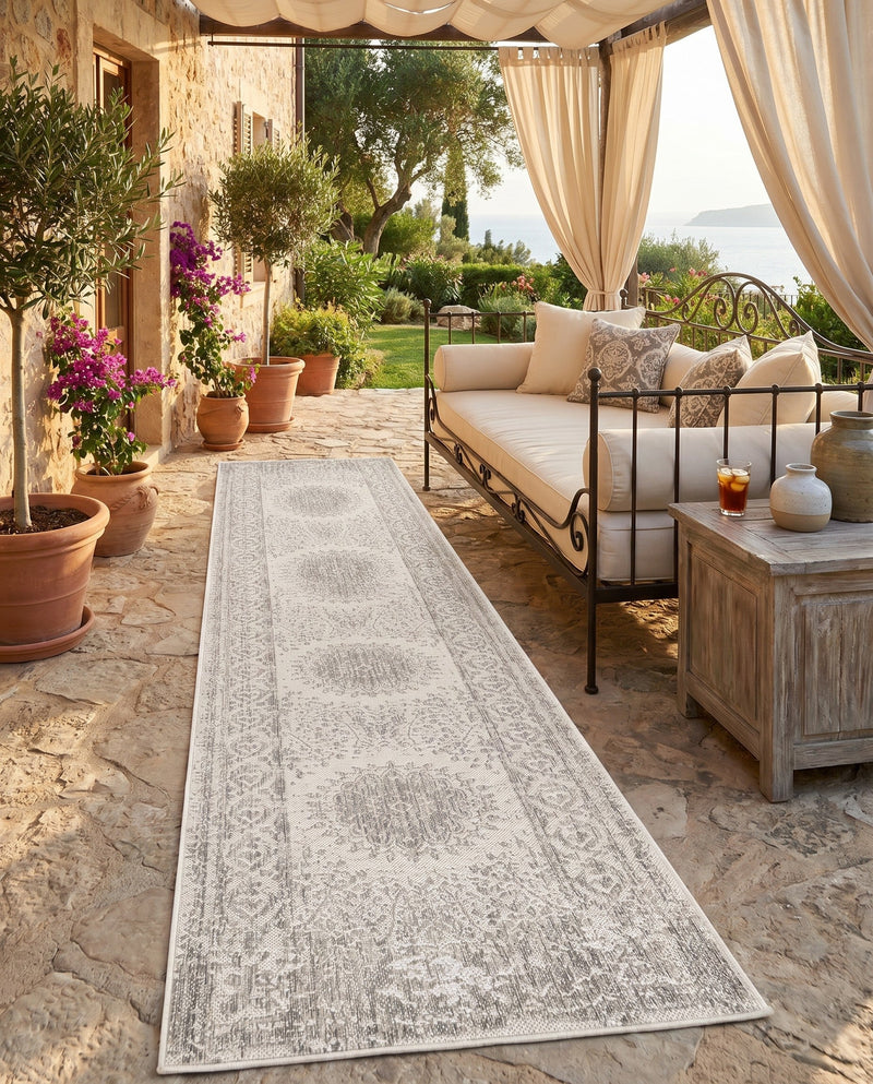 Patio Heritage Collection Area Rug -  Lafayette (Gray) Runner Gray  lifestyle 66
