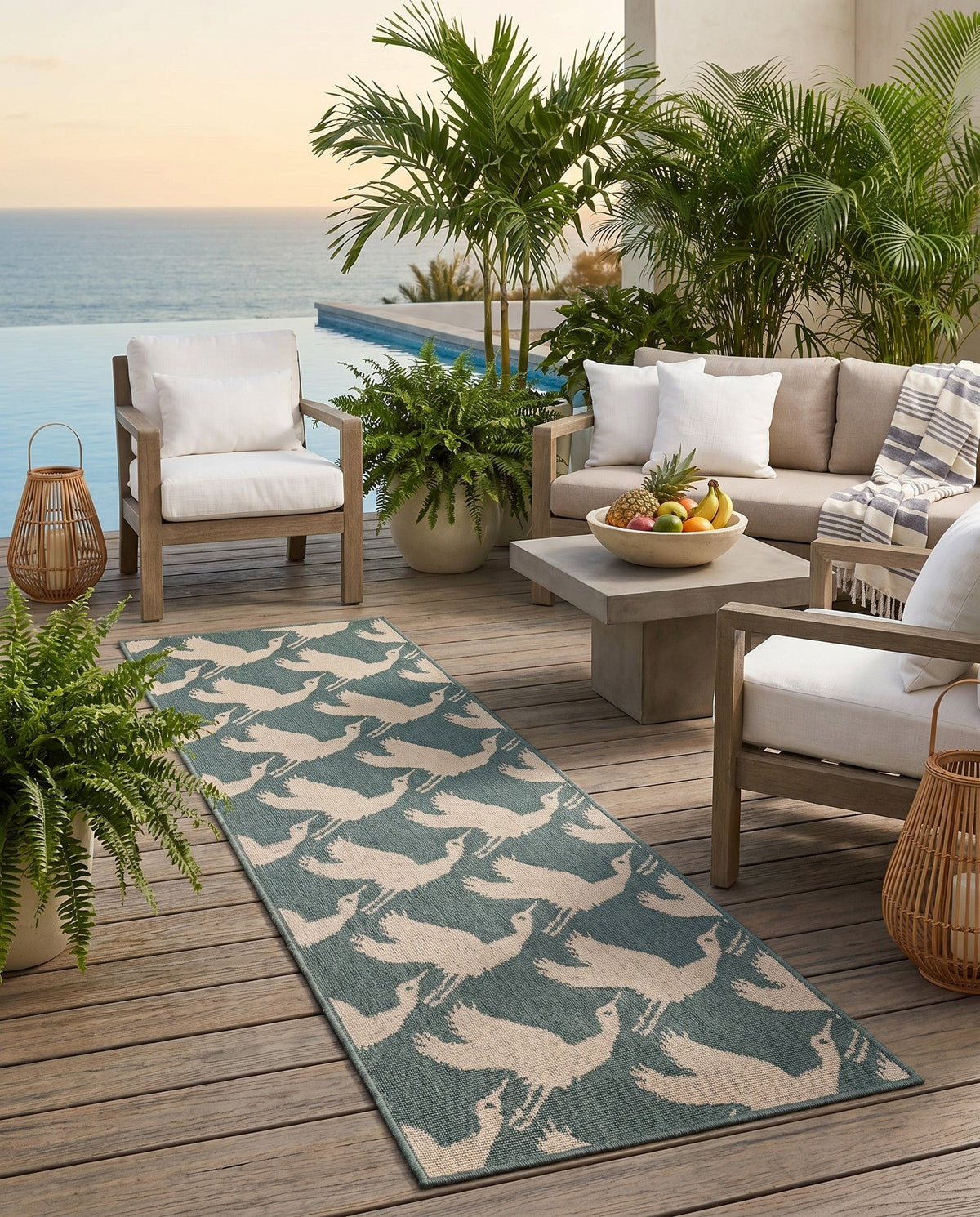 Seaside Haven Rugs Collection Area Rug -  Pelican Runner Stone Blue  lifestyle 74