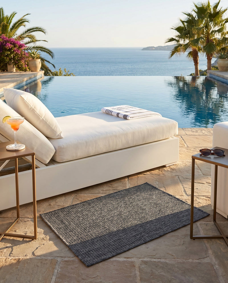 Seaside Serenity Collection Area Rug - Veranda (Black) Rectangle Black  lifestyle 37