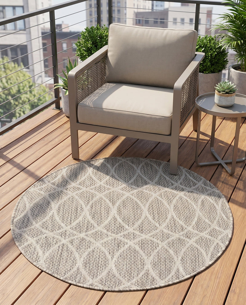 Savannah Pergola Collection Area Rug -  Pavilion (Light Gray) Round Light Gray  lifestyle 49