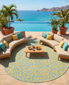 Savannah Escape Collection Area Rug -  Amazon (Blue Yellow) Round Blue Yellow  lifestyle 39