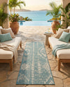 Desert Nomad Terrace Collection Area Rug - Sahara (Light Aqua) Runner Light Aqua  lifestyle 34