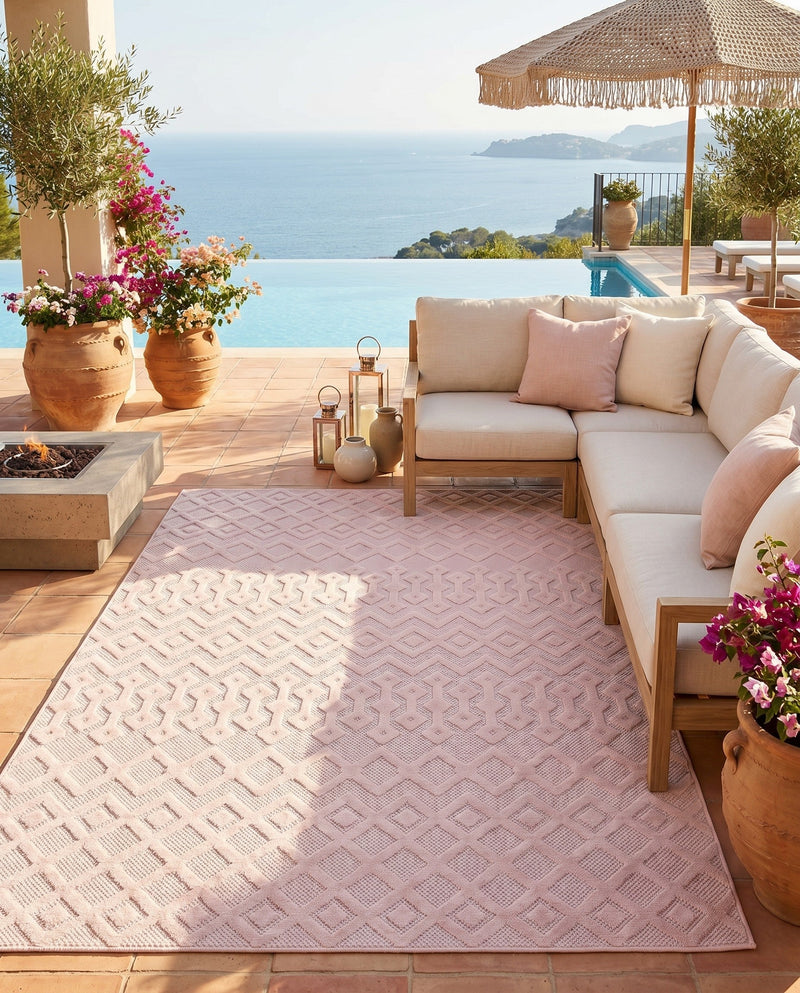 Garden Lattice Charm Collection Area Rug -  Pergola (Pink) Rectangle Pink  lifestyle 6