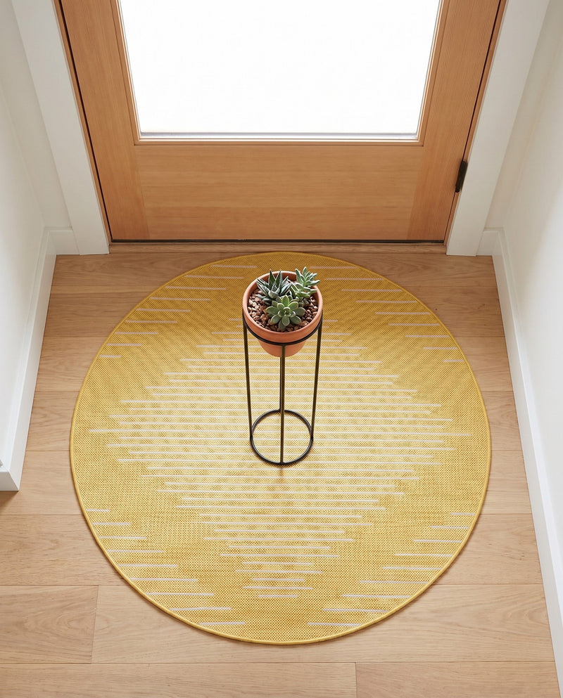Urban Terrace Collection Area Rug -  Chelsea (Yellow) Round Yellow  lifestyle 53