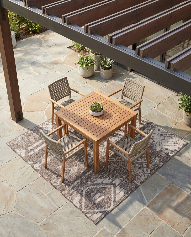 Desert Nomad Terrace Collection Area Rug - Sahara (Brown) Square Brown  lifestyle 31