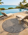Urban Terrace Collection Area Rug -  Uptown Round Black and White  lifestyle 62