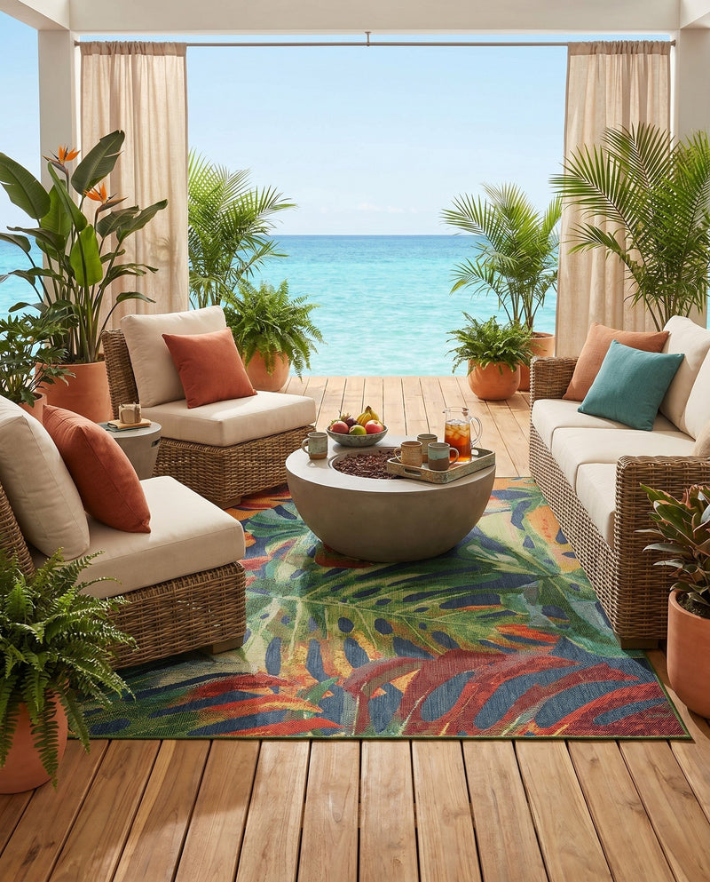 Coastal Terrace Collection Area Rug -  Pier Rectangle Multi  lifestyle 23
