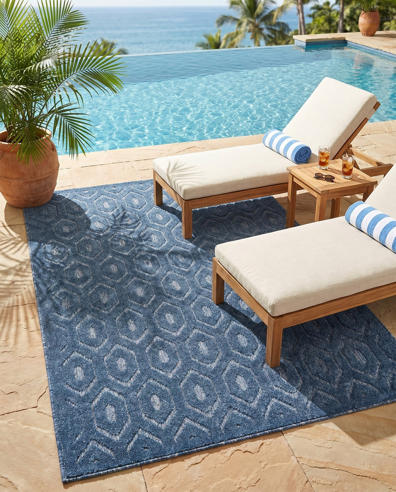 Garden Lattice Charm Collection Area Rug - Arbor (Navy Blue) Rectangle Navy Blue  lifestyle 16