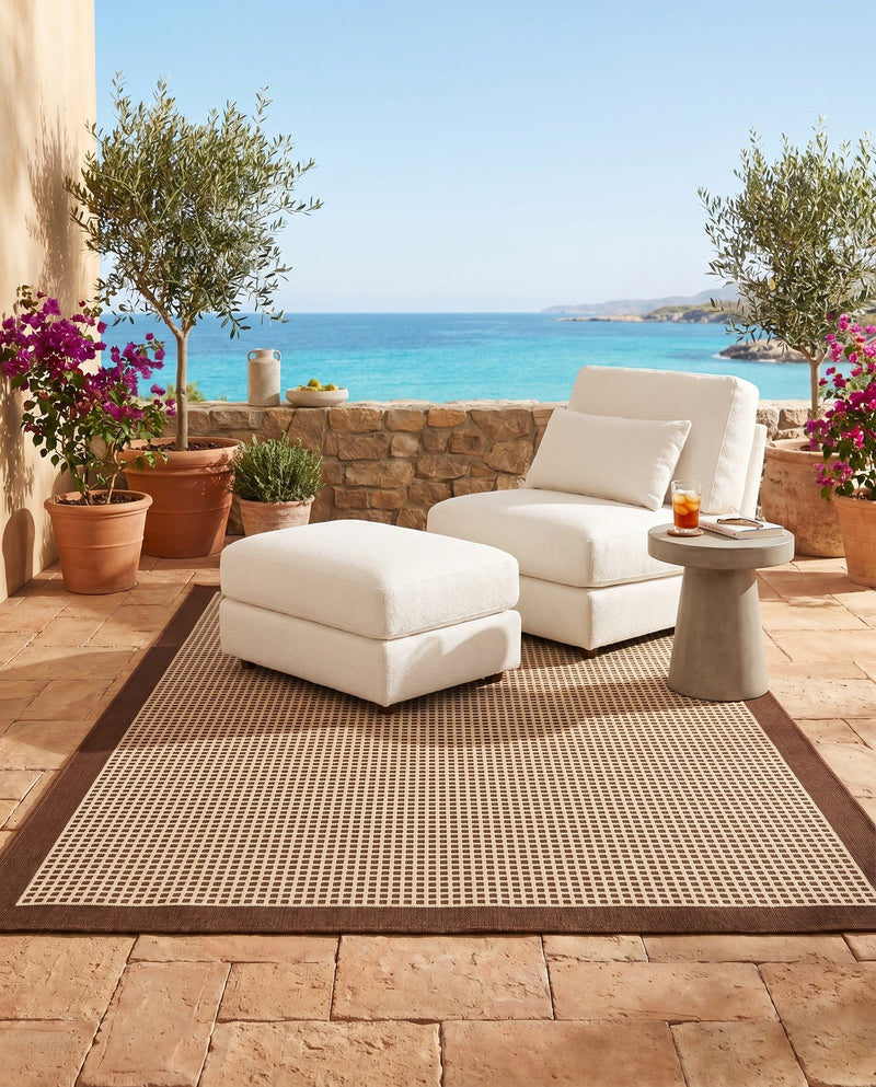 Terrace Fringe Collection Area Rug - Oceanside Rectangle Brown  lifestyle 27