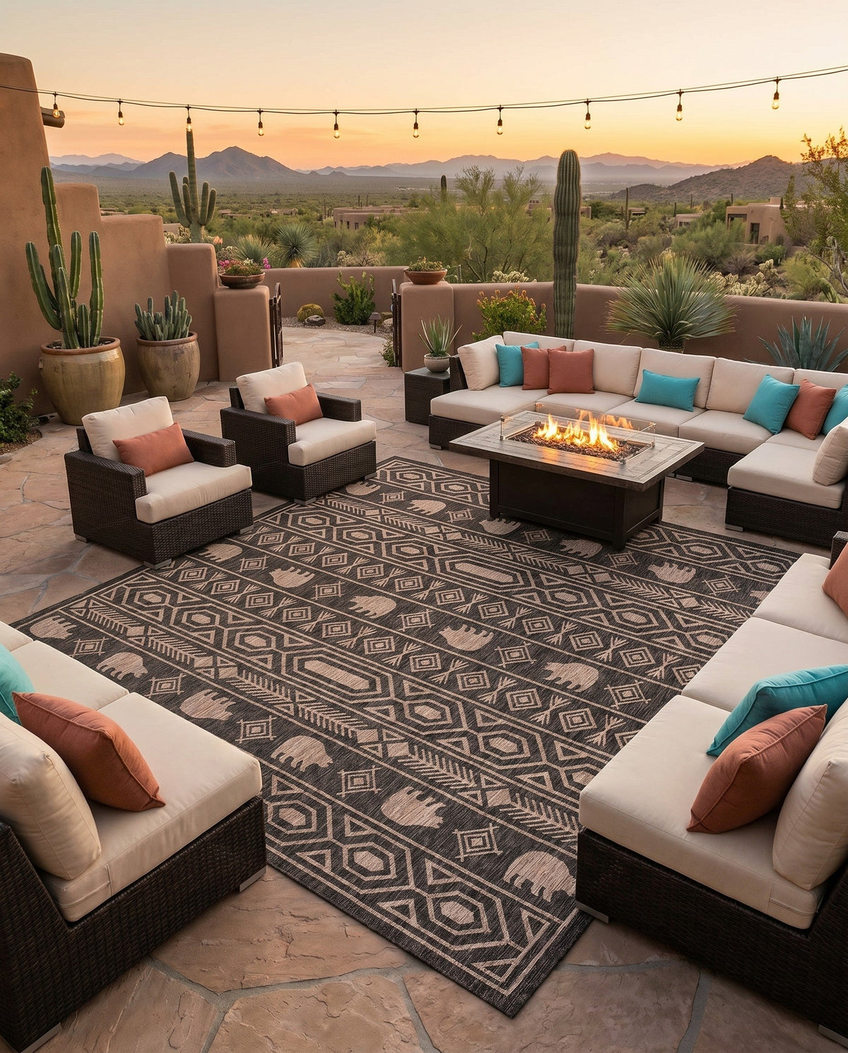 Mesa Oasis Rugs Collection Area Rug - Sundown Square Black  lifestyle 114
