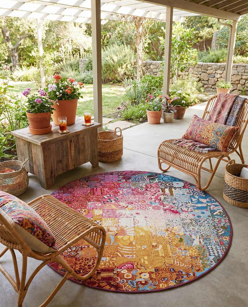 Urban Terrace Collection Area Rug -  Terrace Round Multi  lifestyle 61