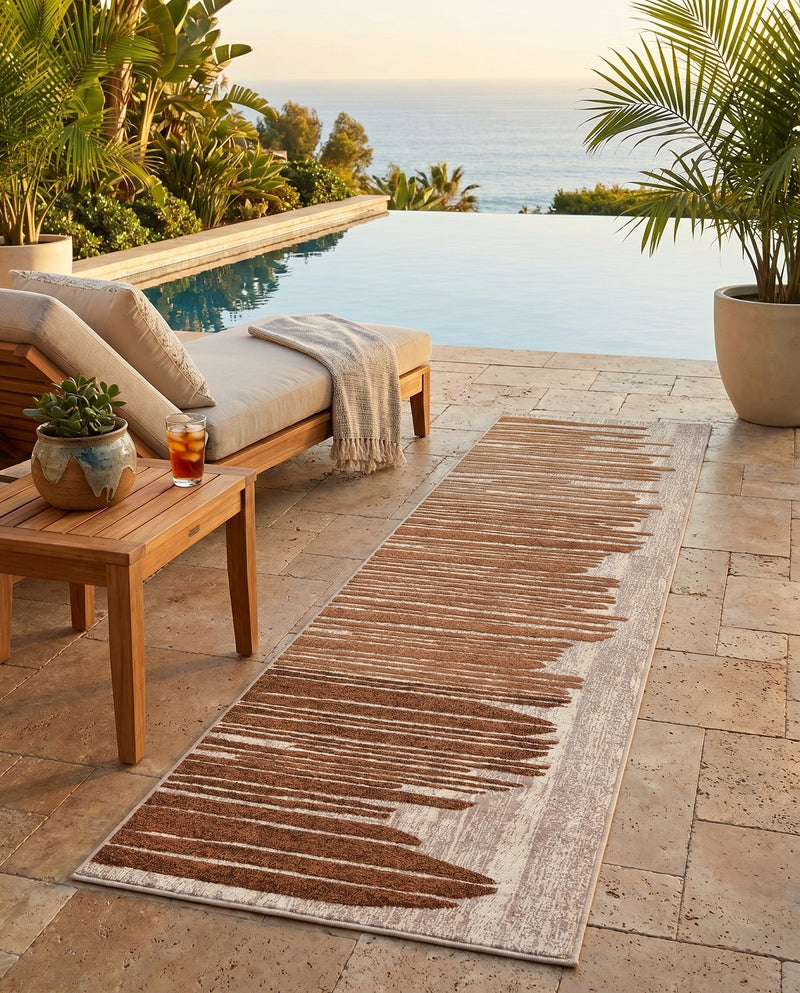 Urban Terrace Collection Area Rug -  Balcony Runner Beige Brown  lifestyle 66