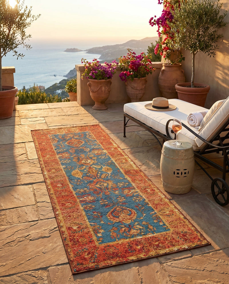 Patio Heritage Collection Area Rug -  Pavilion Runner Navy Blue  lifestyle 69