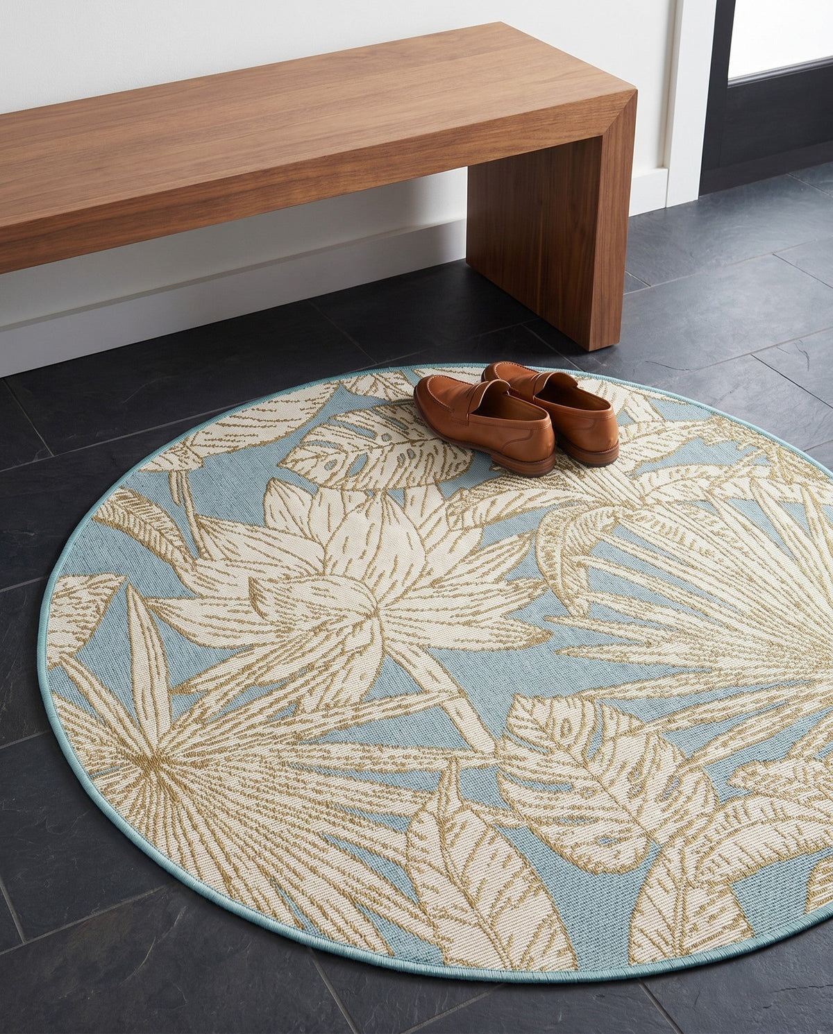 Seaside Blooms Collection Area Rug -  Shalimar Round Soft Blue  lifestyle 83