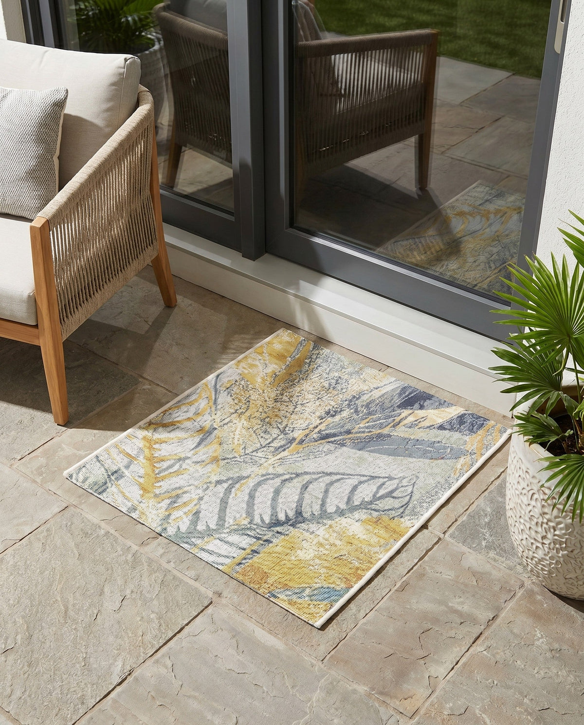 Seaside Blooms Collection Area Rug -  Blossom Rectangle Gray Ivory Yellow  lifestyle 8