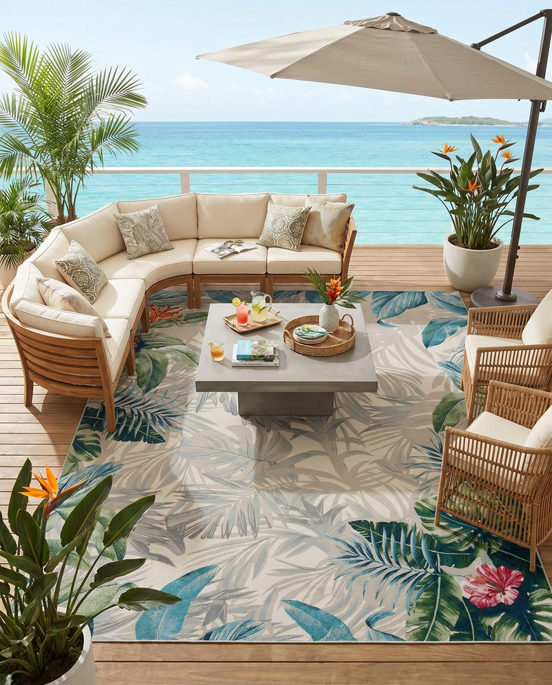 Seaside Blooms Collection Area Rug -  Paradise Rectangle Multi  lifestyle 13