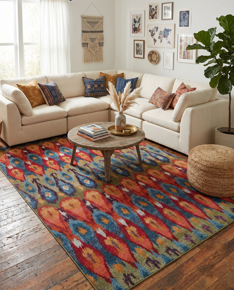 Urban Terrace Collection Area Rug -  Compass Rectangle Multi  lifestyle 12