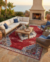 Patio Heritage Collection Area Rug -  Alcove Rectangle Red and Navy Blue  lifestyle 24