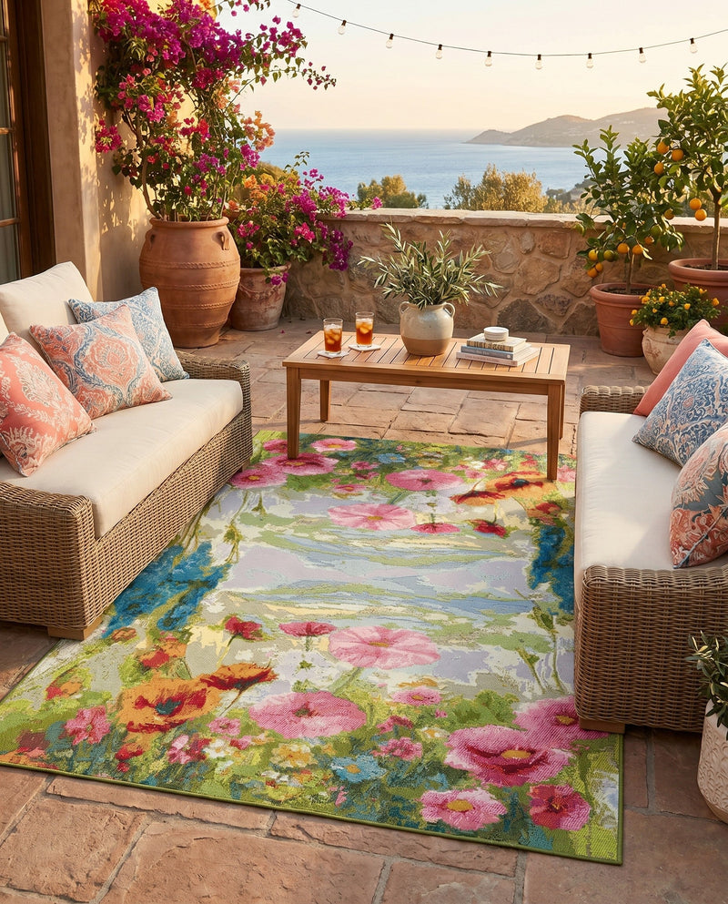 Seaside Blooms Collection Area Rug -  Amalfi Rectangle Multi  lifestyle 17