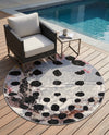 Urban Terrace Collection Area Rug -  Piazza Round White and Black  lifestyle 72