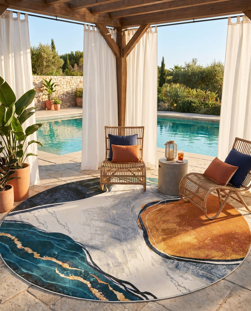 Urban Terrace Collection Area Rug -  Pavilion Round Multi  lifestyle 37