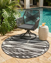 Urban Terrace Collection Area Rug -  Queens Round Black and White  lifestyle 46