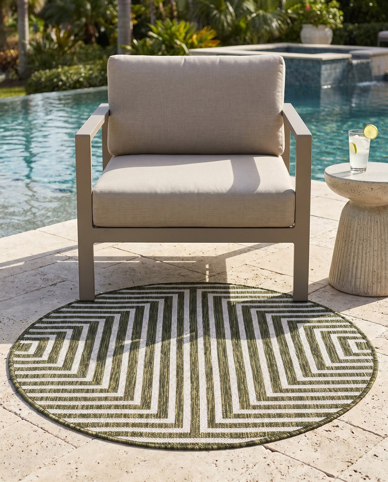 Urban Terrace Collection Area Rug -  Astoria (Green) Round Green  lifestyle 22