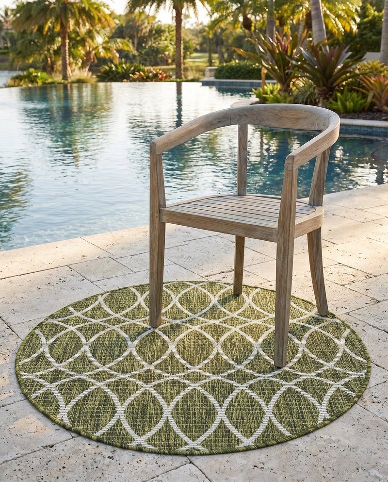 Savannah Pergola Collection Area Rug -  Pavilion (Green) Round Green  lifestyle 50