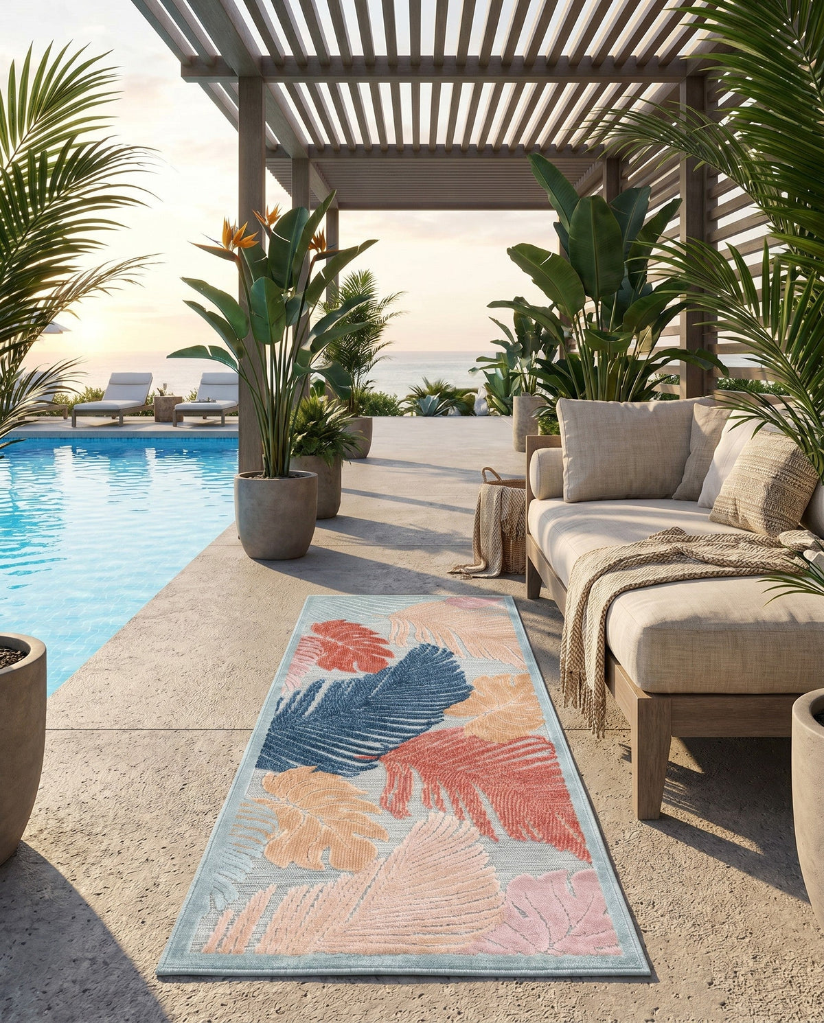Seaside Blooms Collection Area Rug -  Tranquil Runner Multi  lifestyle 109